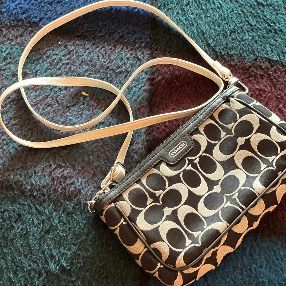 Coach Black and Cream Signature Crossbody Bag
